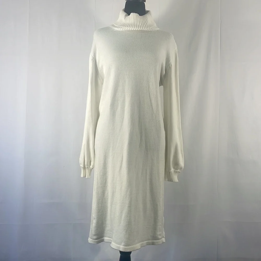 White Mid length white turtleneck sweater dress,Size XL - Picture 12 of 12